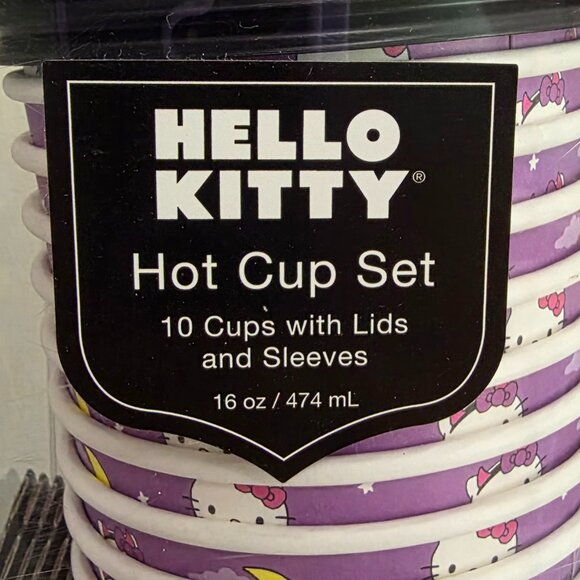 HELLO KITTY 16 oz Paper Cups w/ Lids and Sleeves | Coffee Hot Cocoa Tea | NEW - Picture 2 of 4